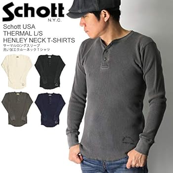 30s knupftrikot サーマル　インナー　ヘンリー　モード　ビンテージ Amazon | (ショット) Schott ロングスリーブ サーマル ヘンリー